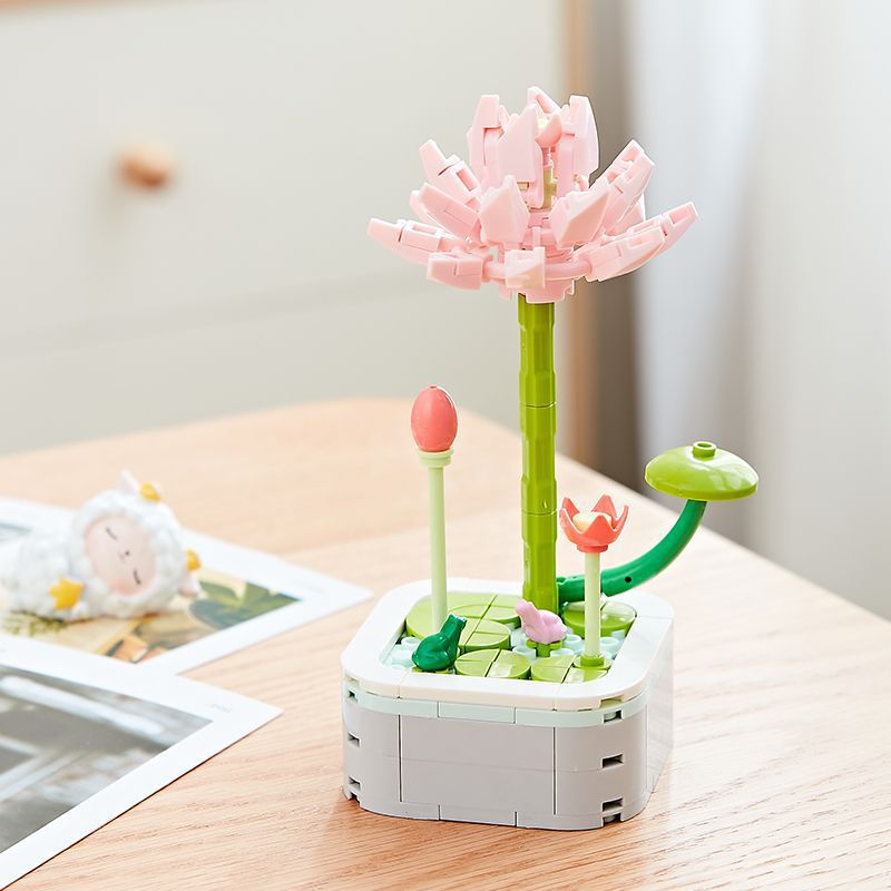 Simulation Building Blocks Bouquet Flower Pot Diy Assembly
