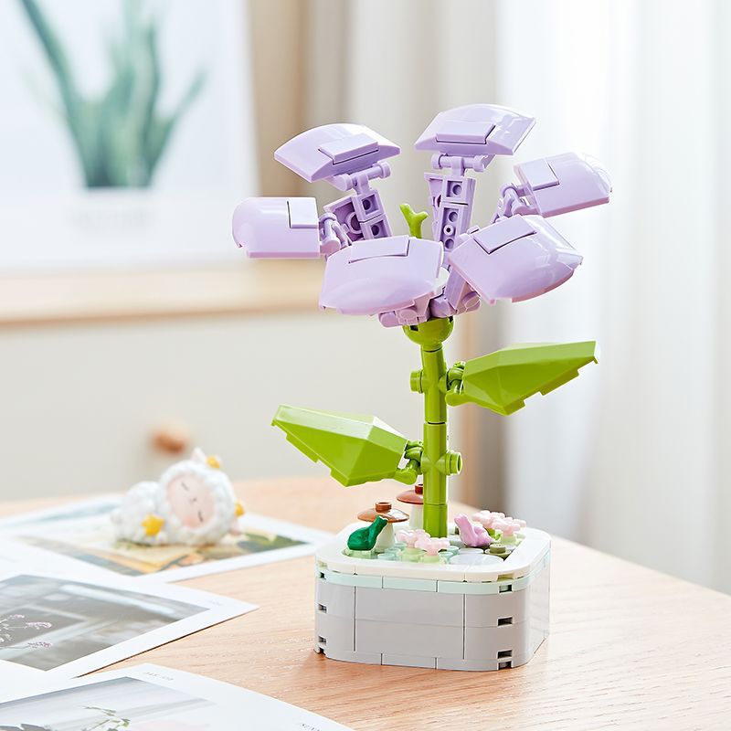 Simulation Building Blocks Bouquet Flower Pot Diy Assembly