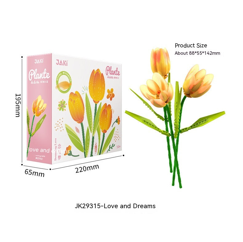 Tulip Building Blocks Flower Assembling Toy Bouquet Decoration