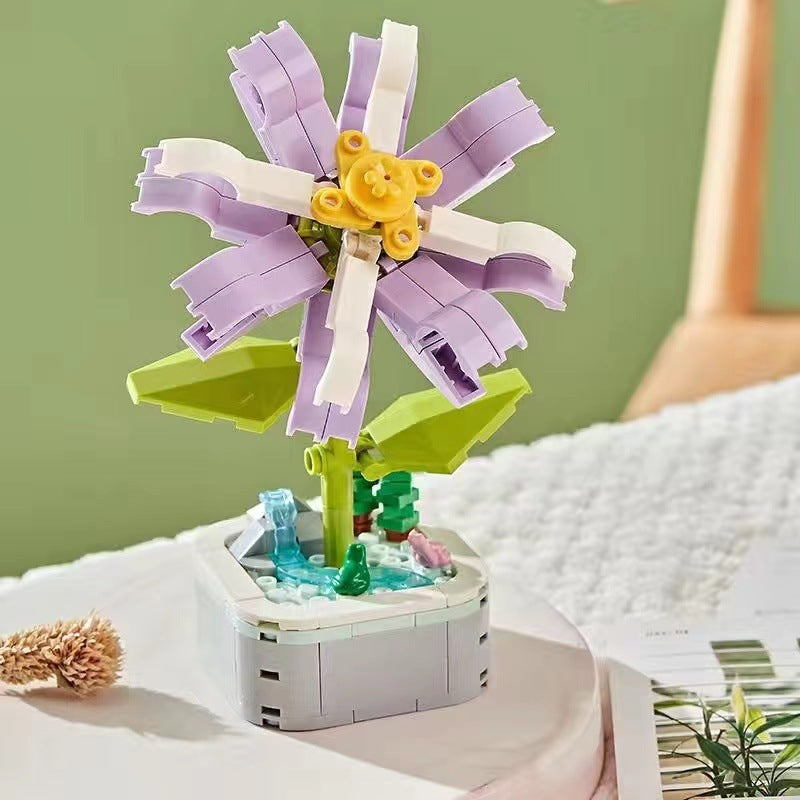 Simulation Building Blocks Bouquet Flower Pot Diy Assembly