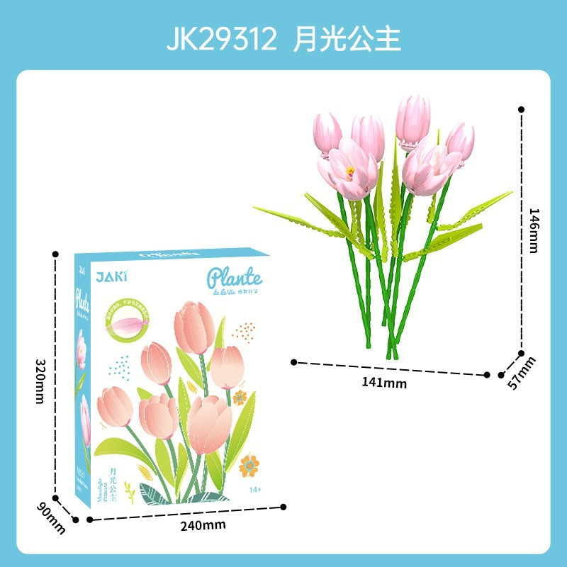 Tulip Building Blocks Flower Assembling Toy Bouquet Decoration