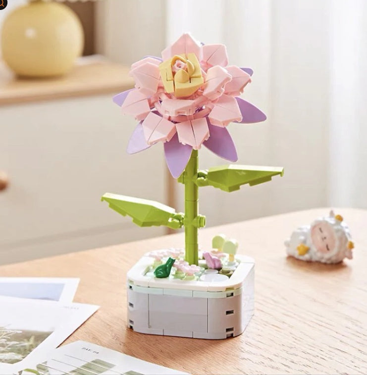 Simulation Building Blocks Bouquet Flower Pot Diy Assembly