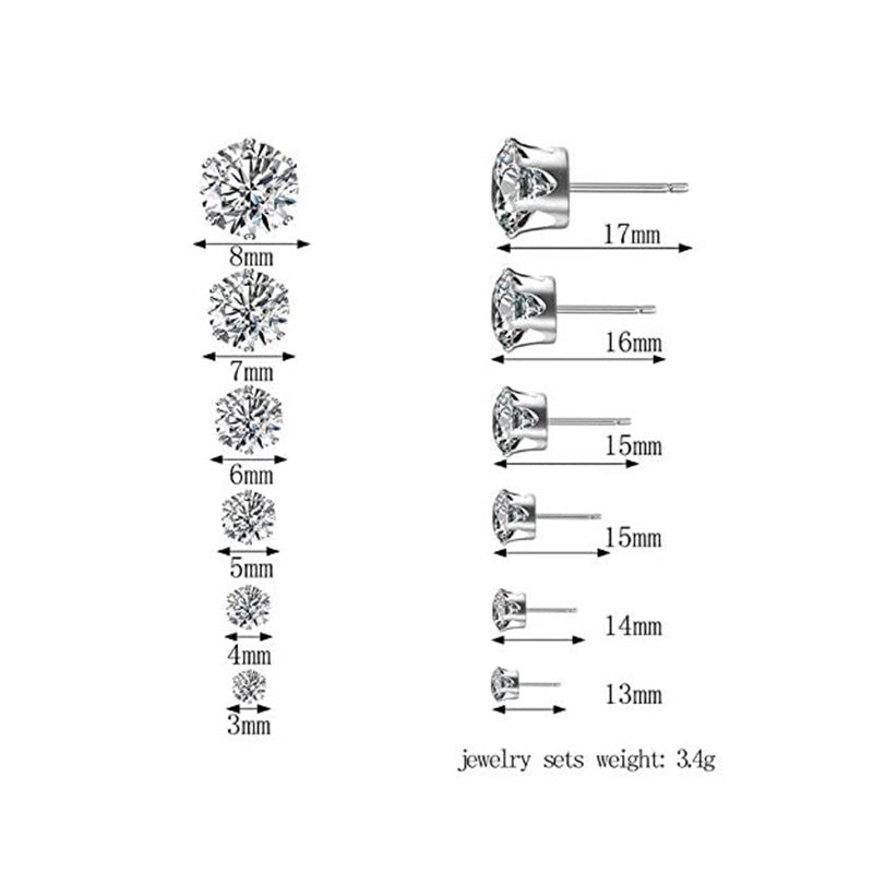 Crown Six-prong High-end AAA Zircon Stud Earrings