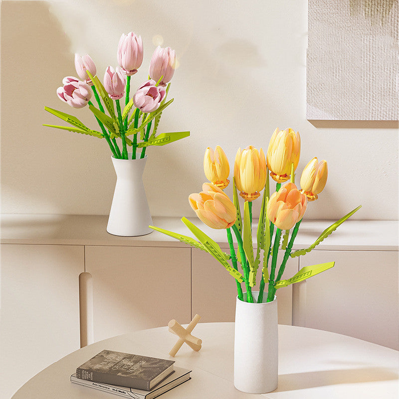 Tulip Building Blocks Flower Assembling Toy Bouquet Decoration