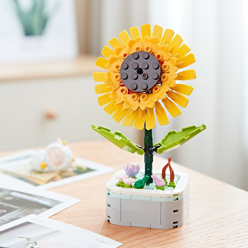 Simulation Building Blocks Bouquet Flower Pot Diy Assembly