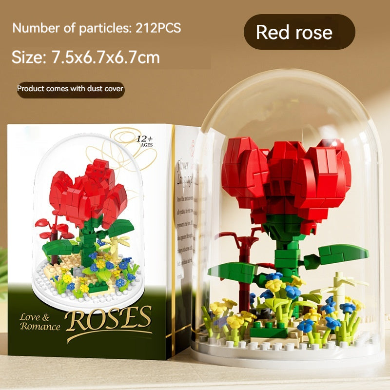Small Particle Building Blocks Flower Toy Assembled Gift Preserved Flower Ornaments