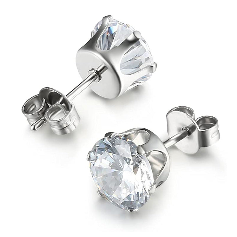 Crown Six-prong High-end AAA Zircon Stud Earrings