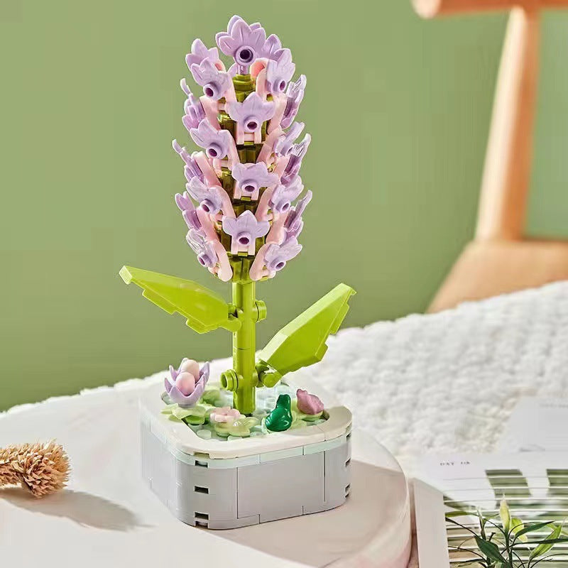 Simulation Building Blocks Bouquet Flower Pot Diy Assembly