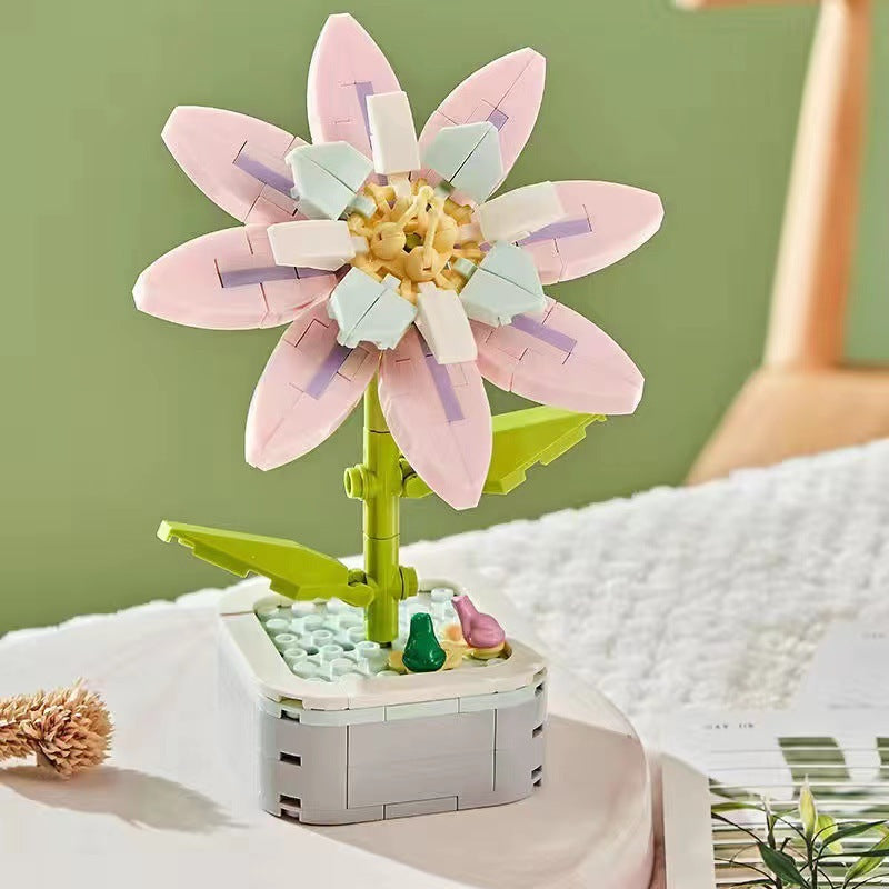 Simulation Building Blocks Bouquet Flower Pot Diy Assembly