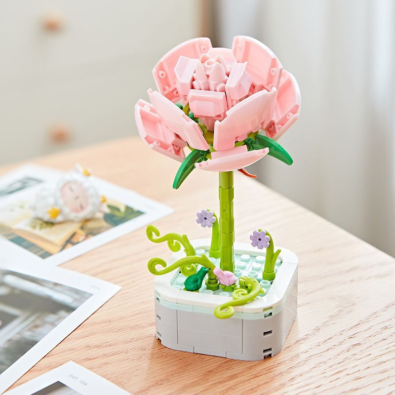 Simulation Building Blocks Bouquet Flower Pot Diy Assembly
