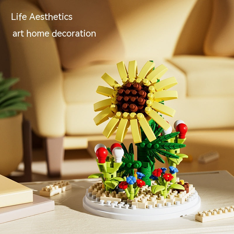 Small Particle Building Blocks Flower Toy Assembled Gift Preserved Flower Ornaments
