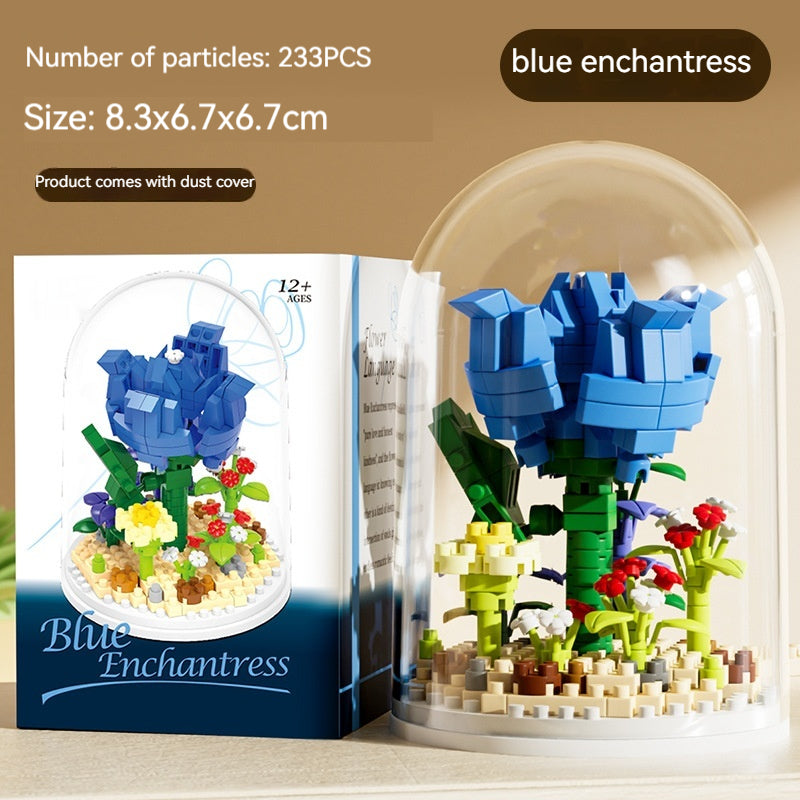 Small Particle Building Blocks Flower Toy Assembled Gift Preserved Flower Ornaments