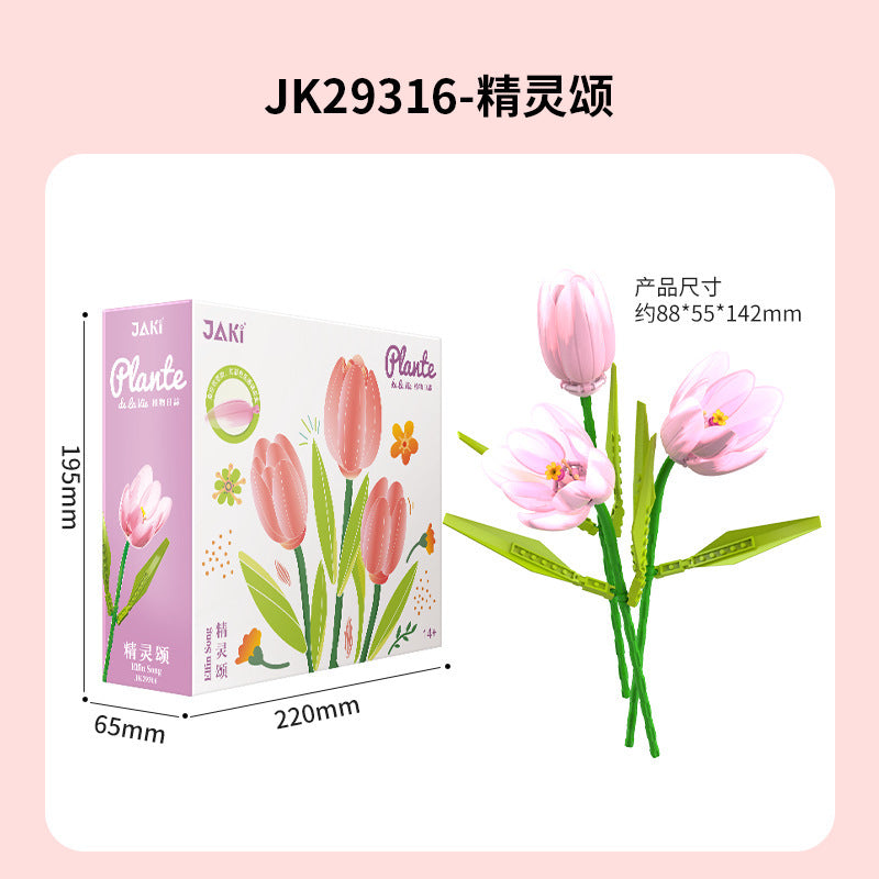 Tulip Building Blocks Flower Assembling Toy Bouquet Decoration