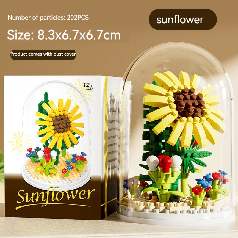 Small Particle Building Blocks Flower Toy Assembled Gift Preserved Flower Ornaments