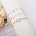 Heart-shaped Multi-layer Womens Bracelet Set Of Three With Chain Links
