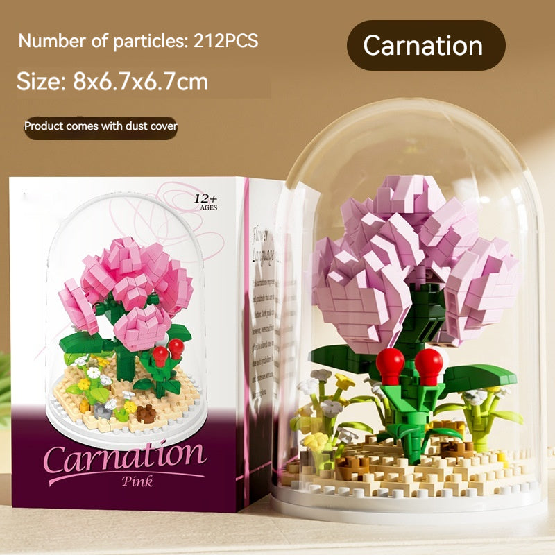 Small Particle Building Blocks Flower Toy Assembled Gift Preserved Flower Ornaments